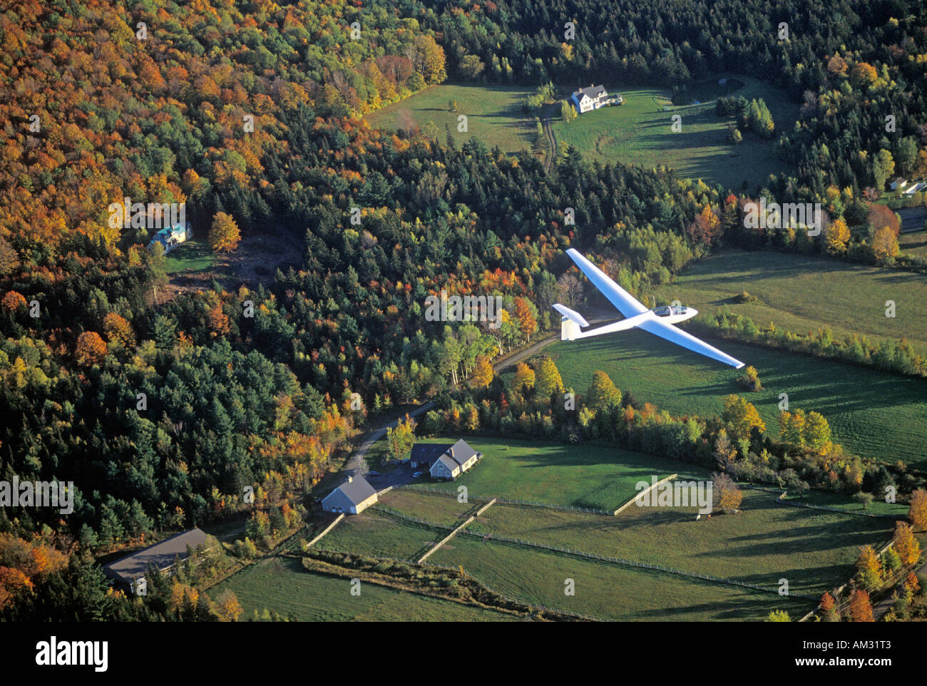 An aerial glider flies over Warren Vermont in autumn Stock Photo Alamy