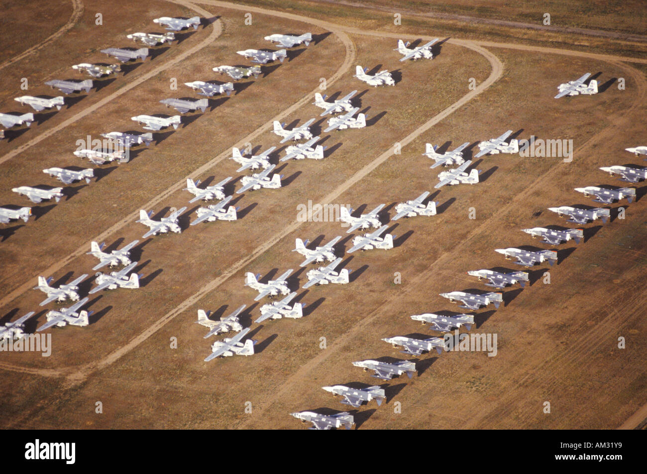 Airplanes at the Davis Montham Air Force Base in Tucson Arizona Stock Photo