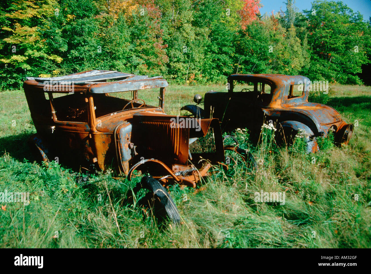 Junk cars in Vermont Stock Photo