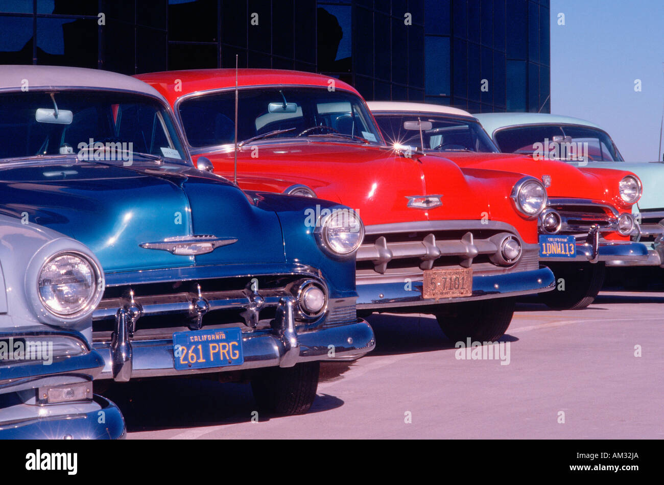 A row of ca 1950s automobiles in mint condition Hollywood California Stock Photo