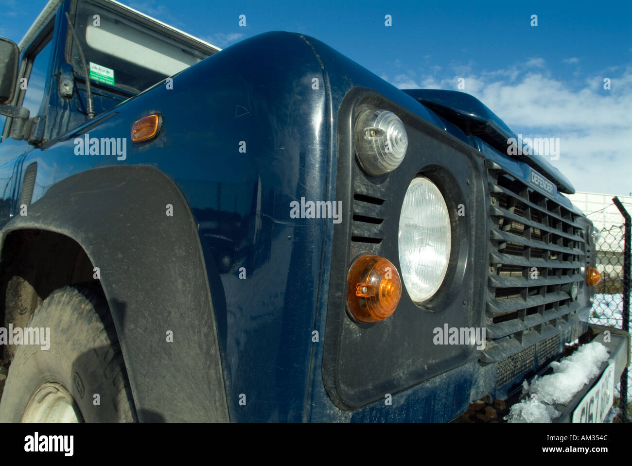 land rover in snow car suv ford motor company fomoco four english wheel drive 4 by 4 four 4X4 snow grip petrol electricity gener Stock Photo