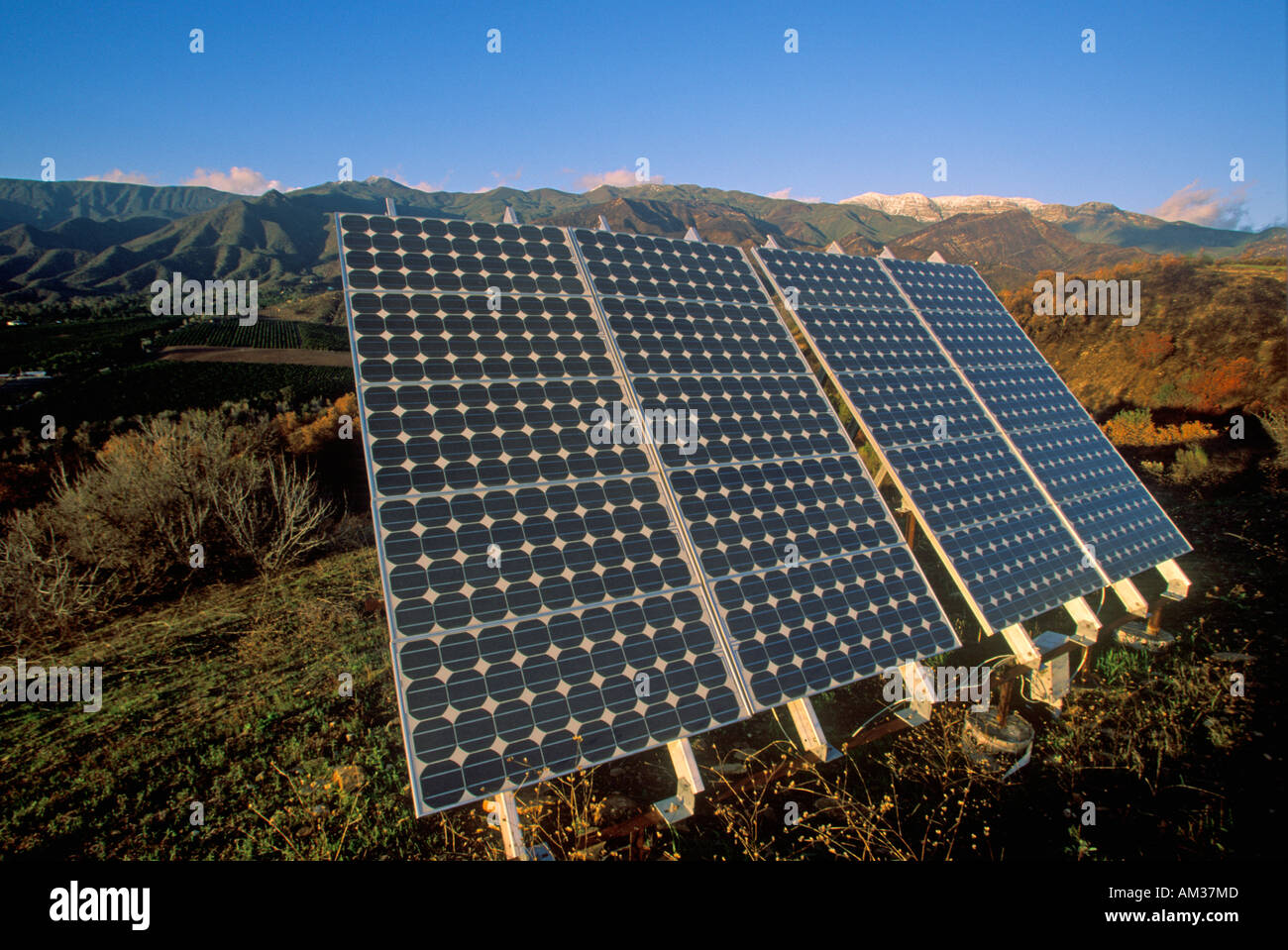 Solar panels in Ojai CA Stock Photo