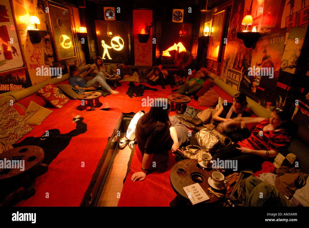 students enjoying a relaxing time at the Brass monkey pub edinburgh scotland Stock Photo