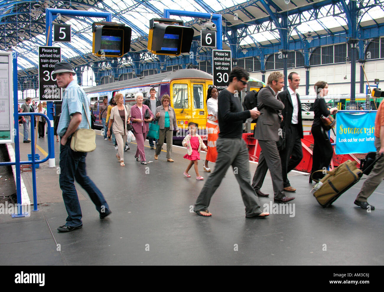 Brighton station busy with passsengers East Sussex Stock Photo