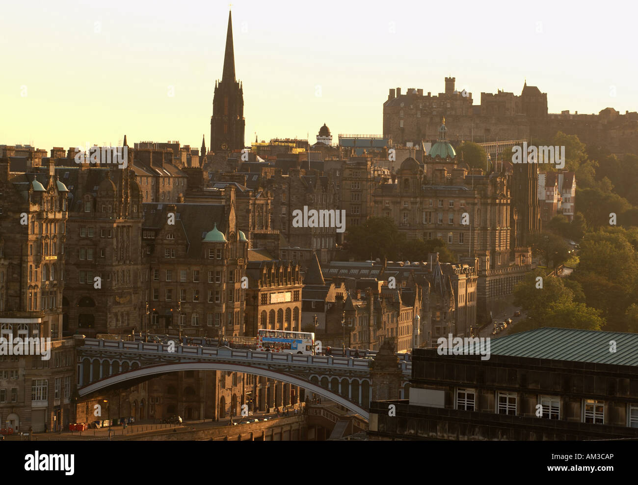 edinburgh general view north bridge castle the hub skyline Stock Photo