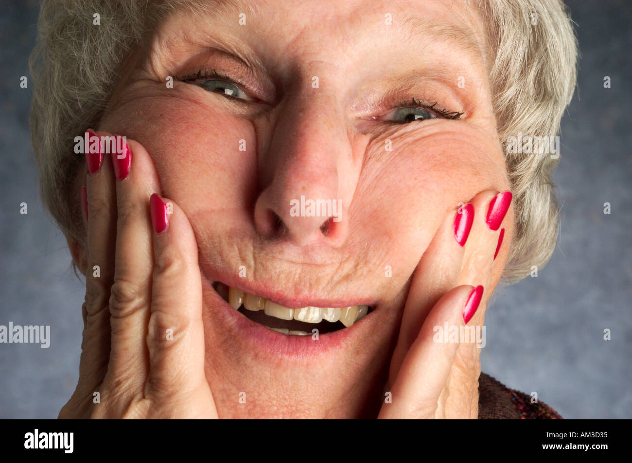 portrait of senior woman with expression Stock Photo