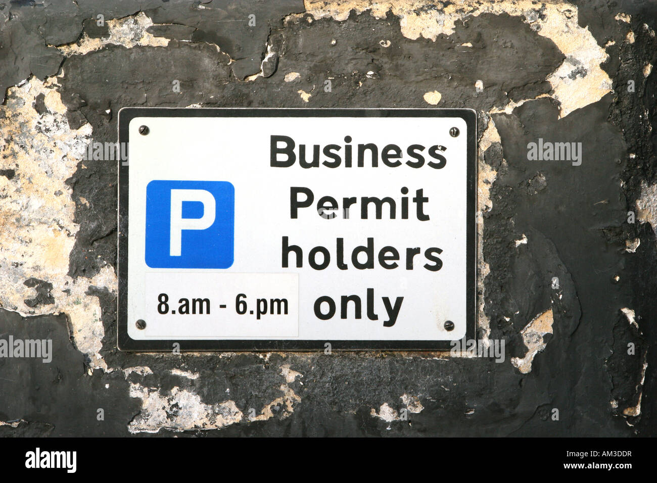 Road sign indicating parking for permit holders only Stock Photo Alamy