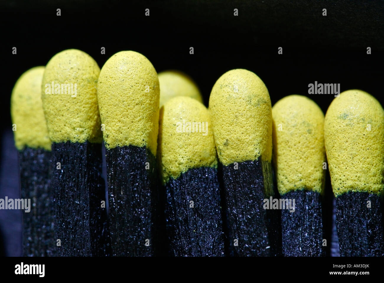 Yellow matches, cut out, macro Stock Photo