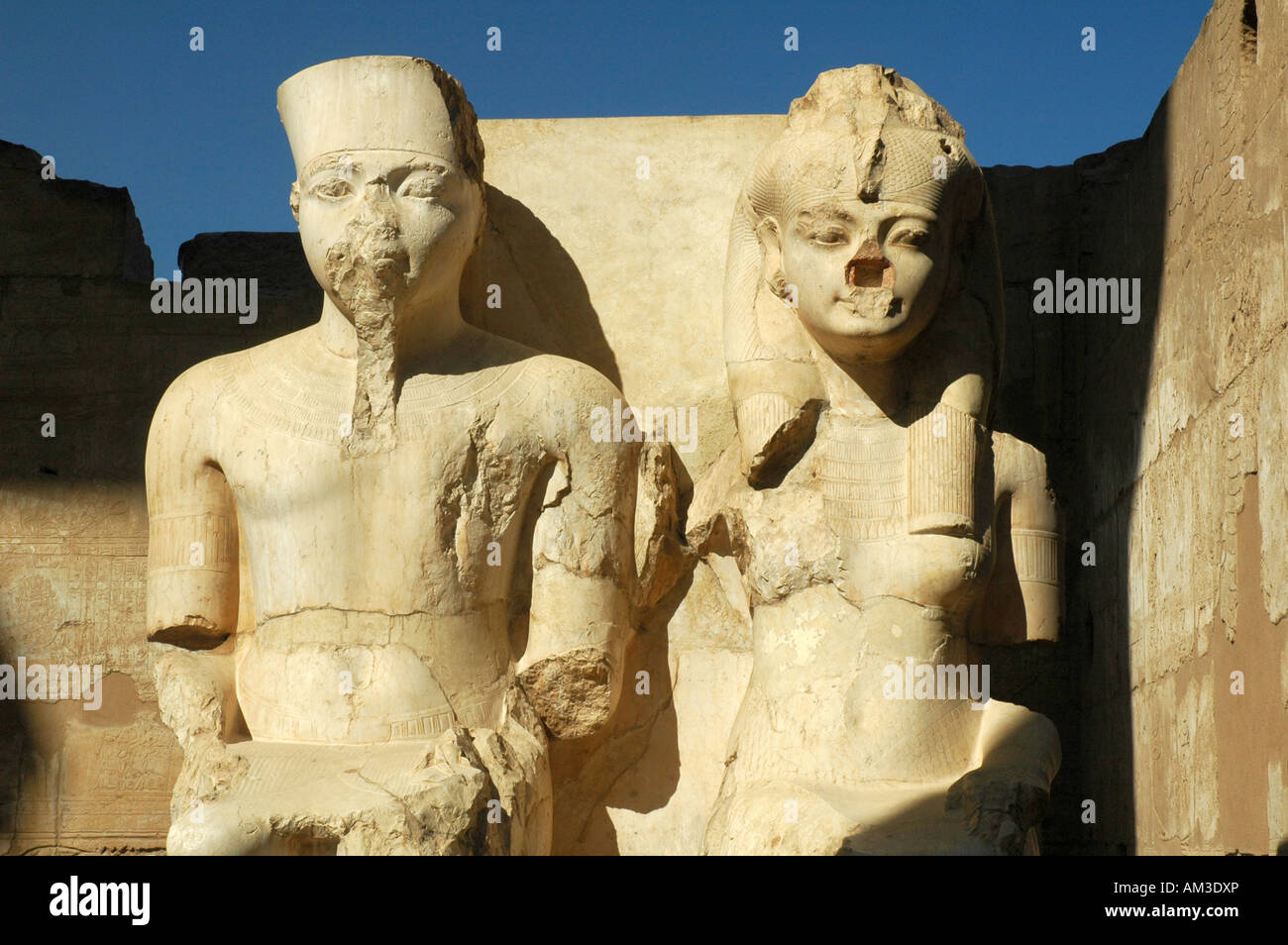 Pharao statues, temple site, Luxor, Egypt, Africa Stock Photo
