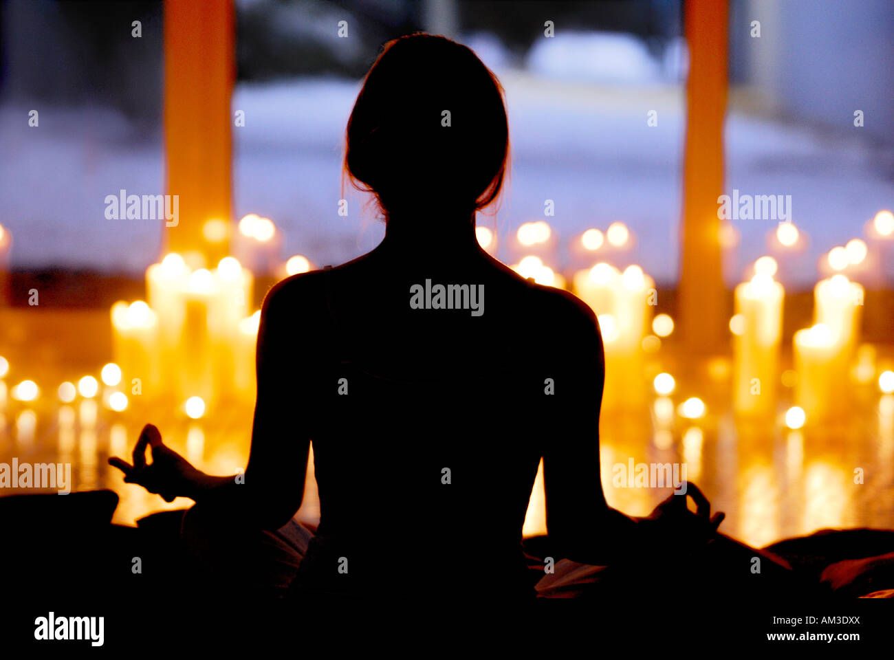 Meditating woman Stock Photo