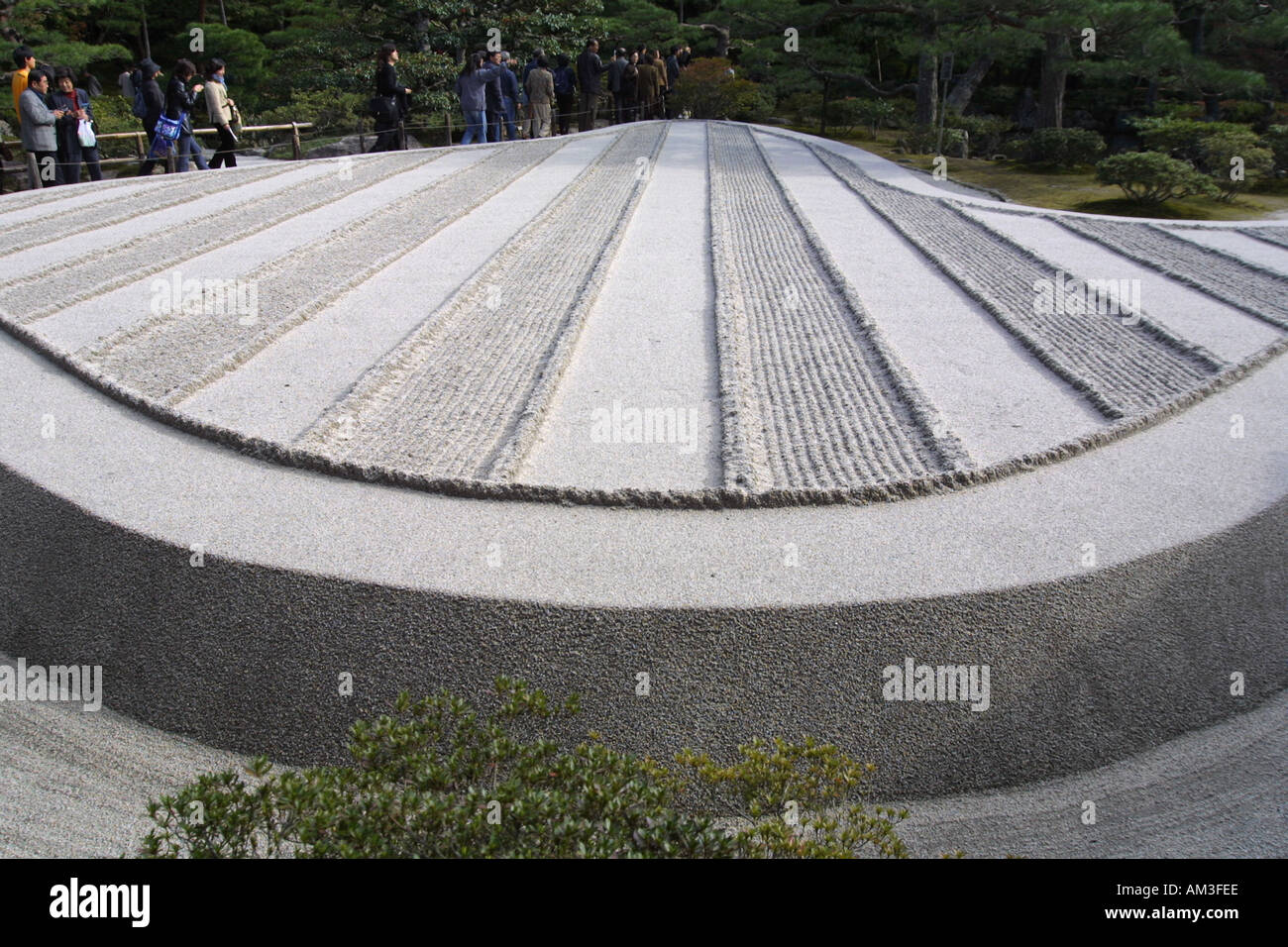 Immaculate typical iconic silver sand Zen landscaped garden at the Silver Temple in Kyoto Kansai Japan Asia Stock Photo