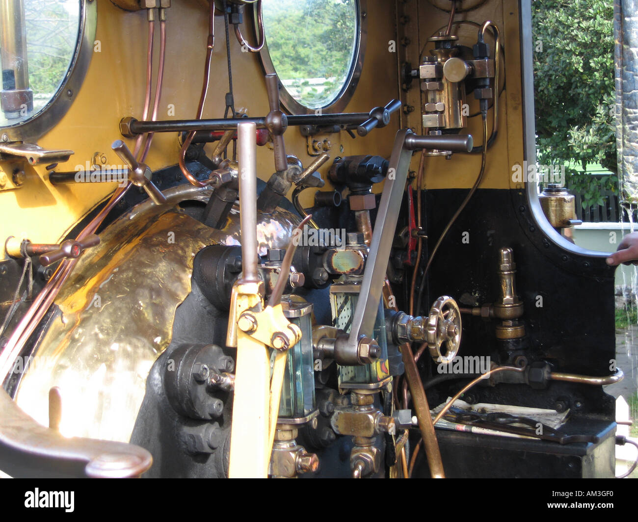 Footplate of Isle of Wight Steam Railway Locomotive Freshwater Stock Photo