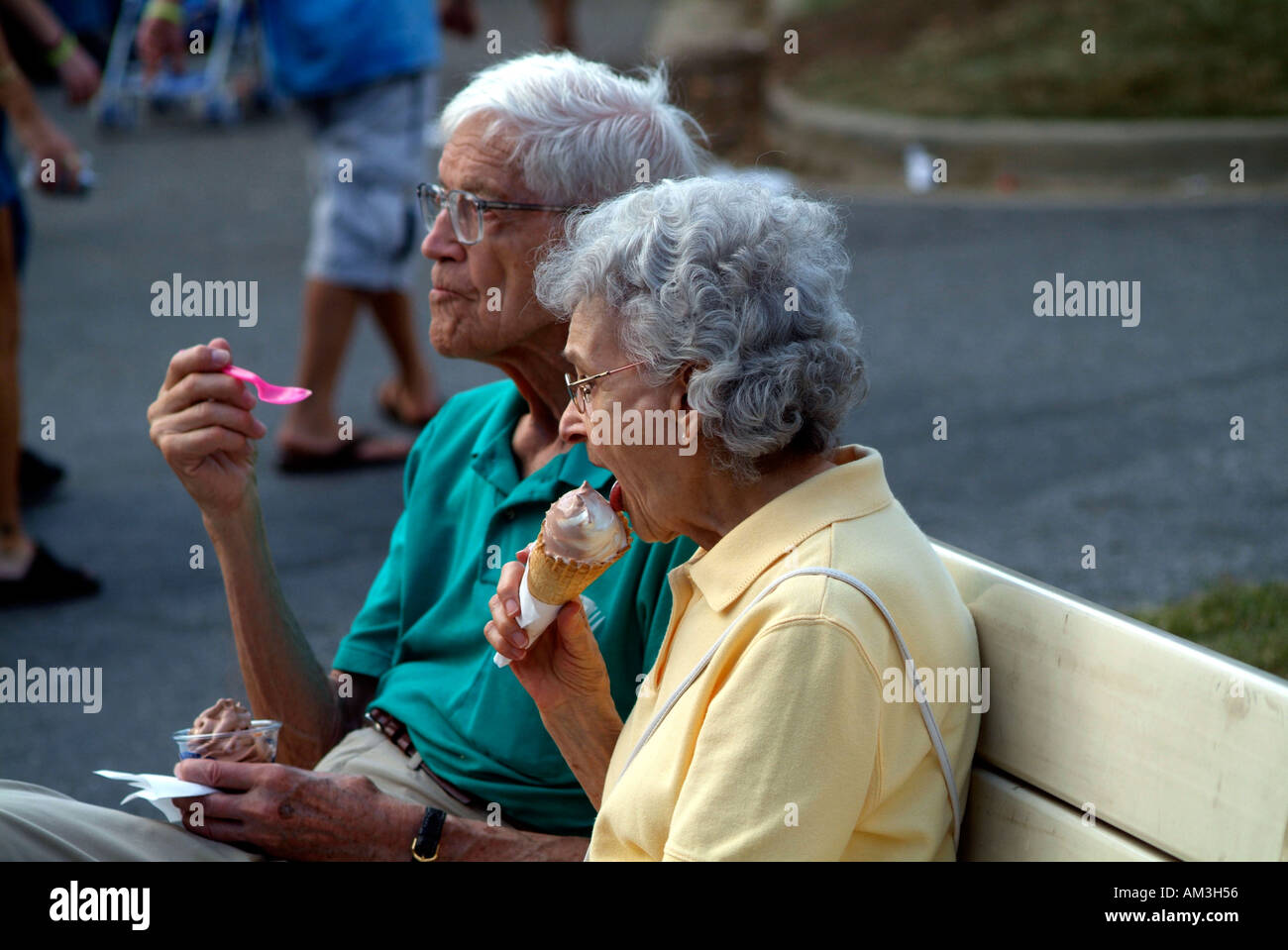 Senior citizen enjoy ice cream at Labor Day Festival in Greenbelt Md