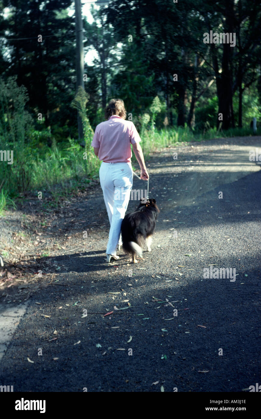 Lady walk dog hi-res stock photography and images - Alamy