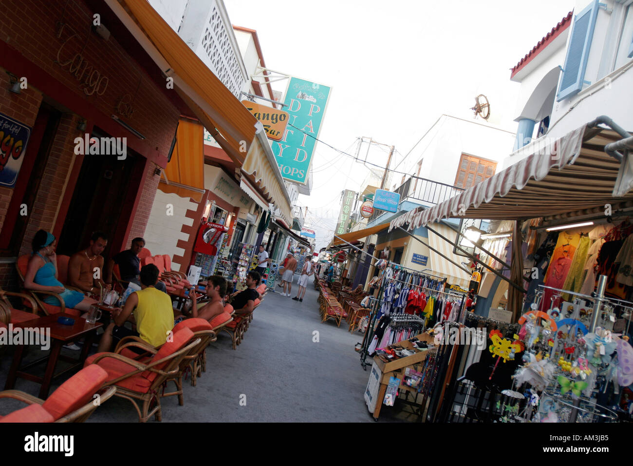 greece dodecanese kos island bar street in resort of kardamena Stock Photo Alamy