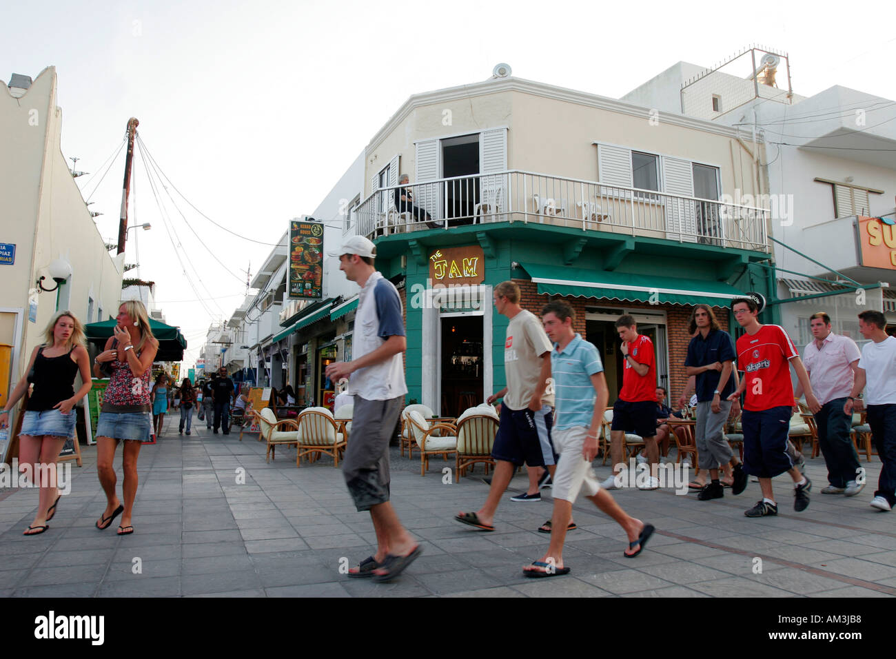 greece dodecanese kos island bar street in resort of kardamena Stock Photo