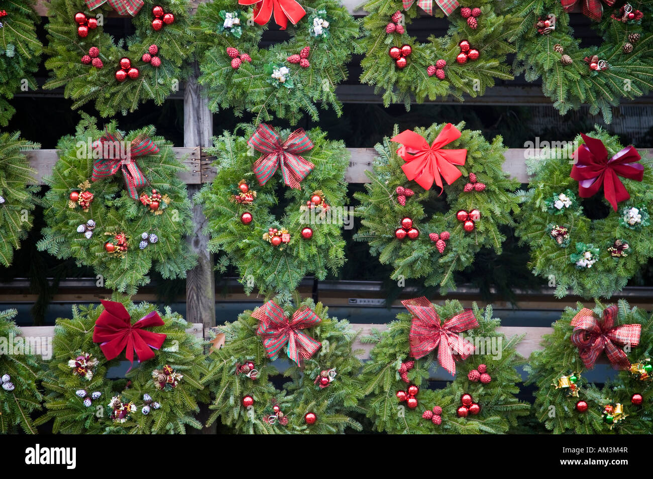 Christmas Wreaths For Sale Stock Photo Alamy Christmas wreaths for sale stock photo alamy