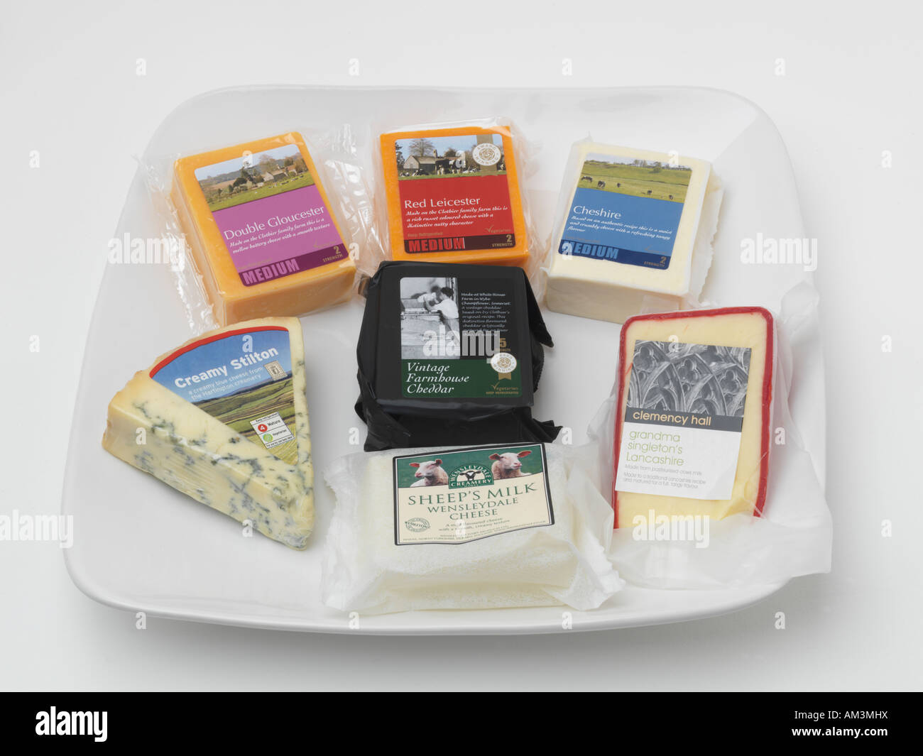 English Cheeses Double Gloucester Red Leicester Cheshire Stilton