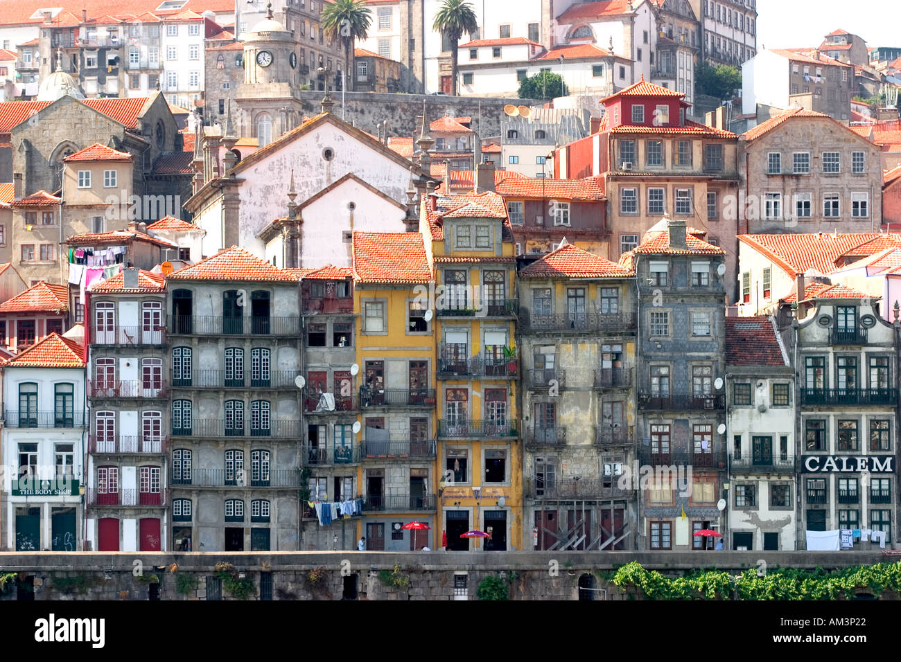 View of Ribeira district and Douro river Porto Portugal Stock Photo