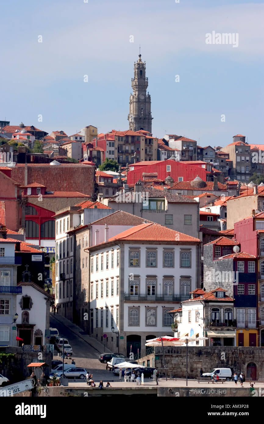 View of Ribeira district and Douro river Porto Portugal Stock Photo