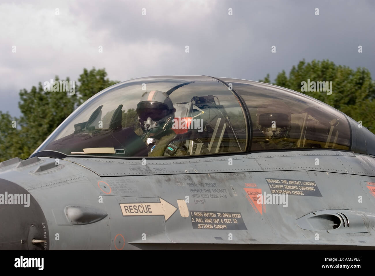 Danish Air Force F16 Fighting Falcon Pilot and Navigator at RAF Coltishall Stock Photo