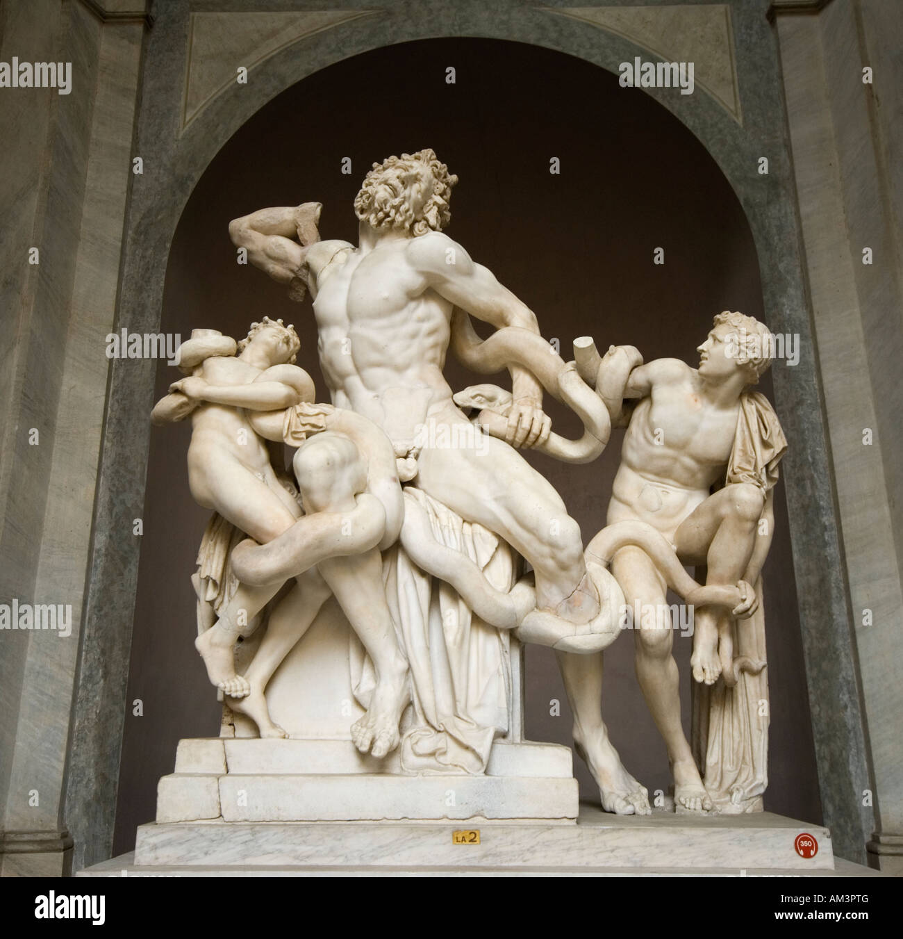 The Laocoon group by 1st century Rhodes sculptors is among the most notable sculptures in the Vatican Museum Stock Photo