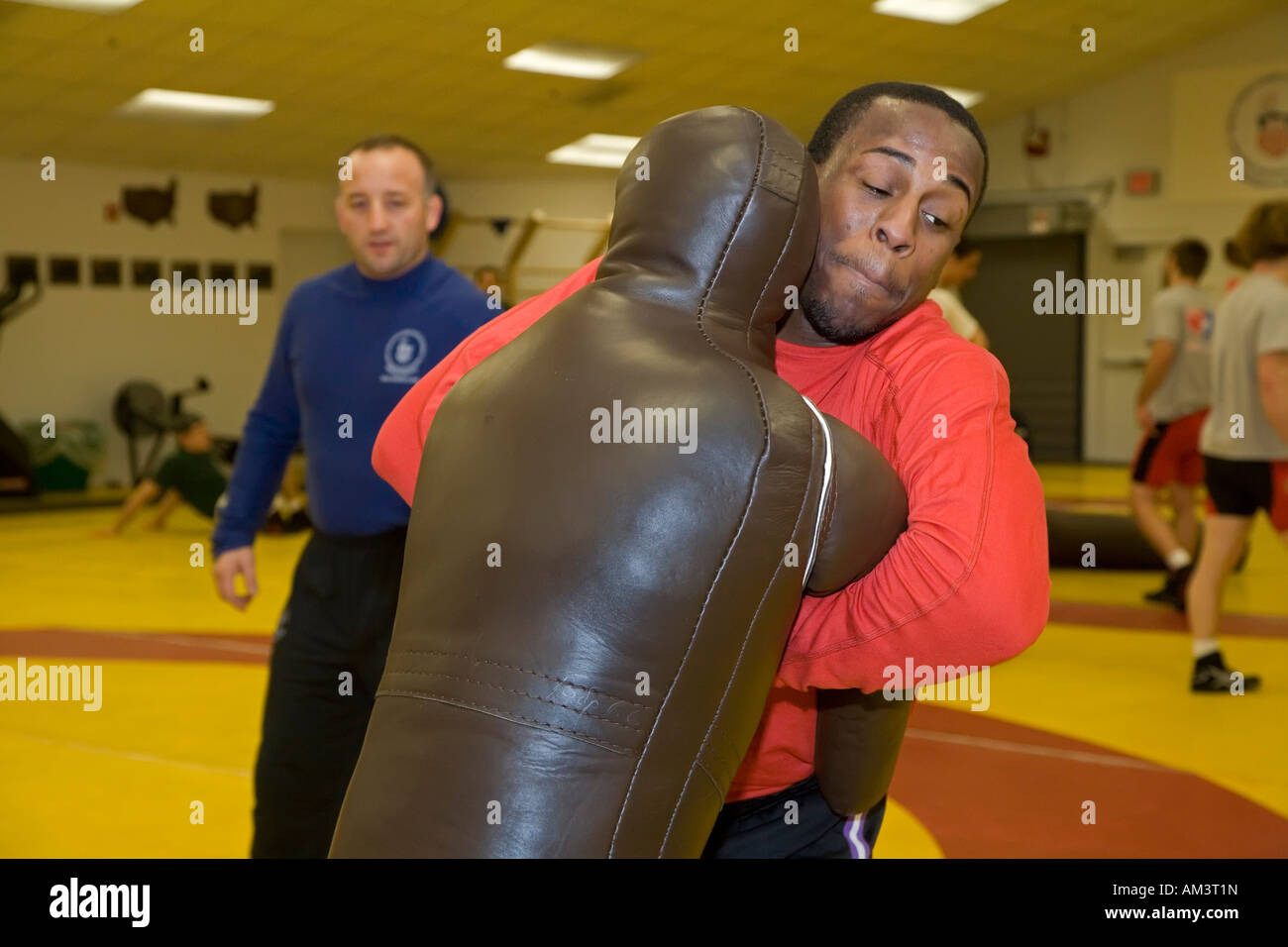 Greco-Roman wrestlers train for the Olympics at the US Olympic Education Center Stock Photo