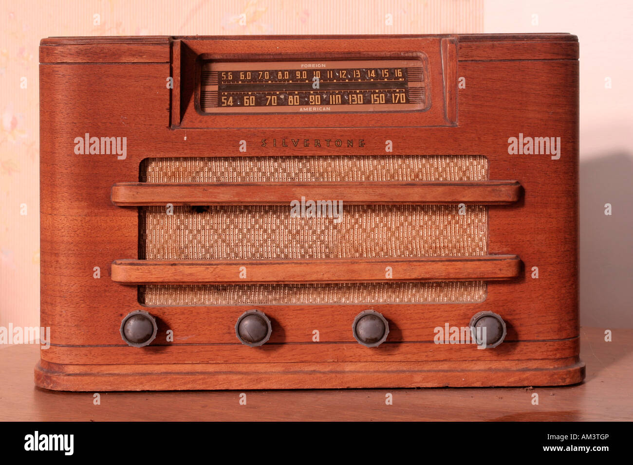 Vintage Battery Powered Tube Radio Stock Photo