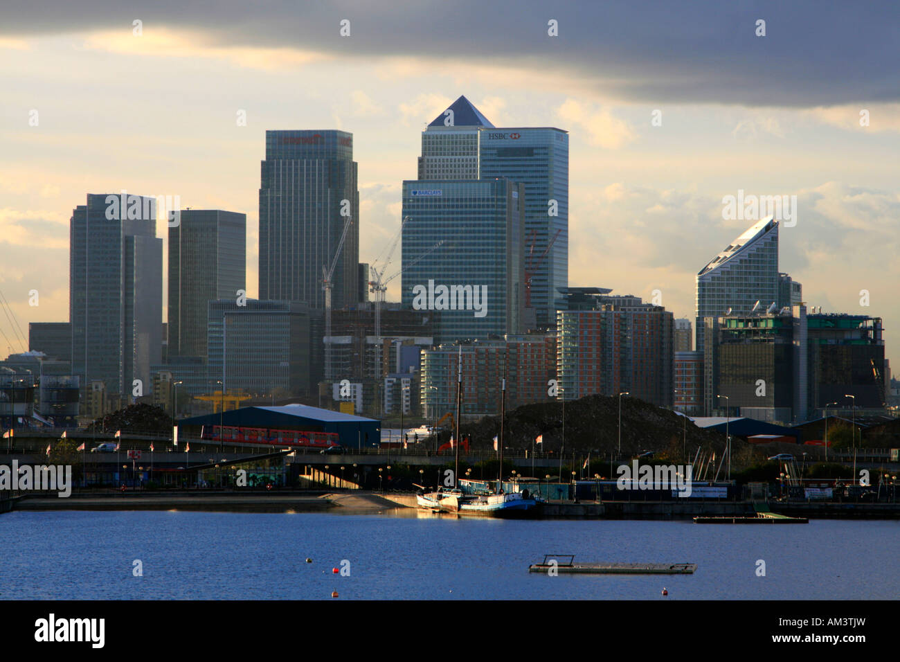 canary wharf london docklands hi-rise office buildings from royal ...