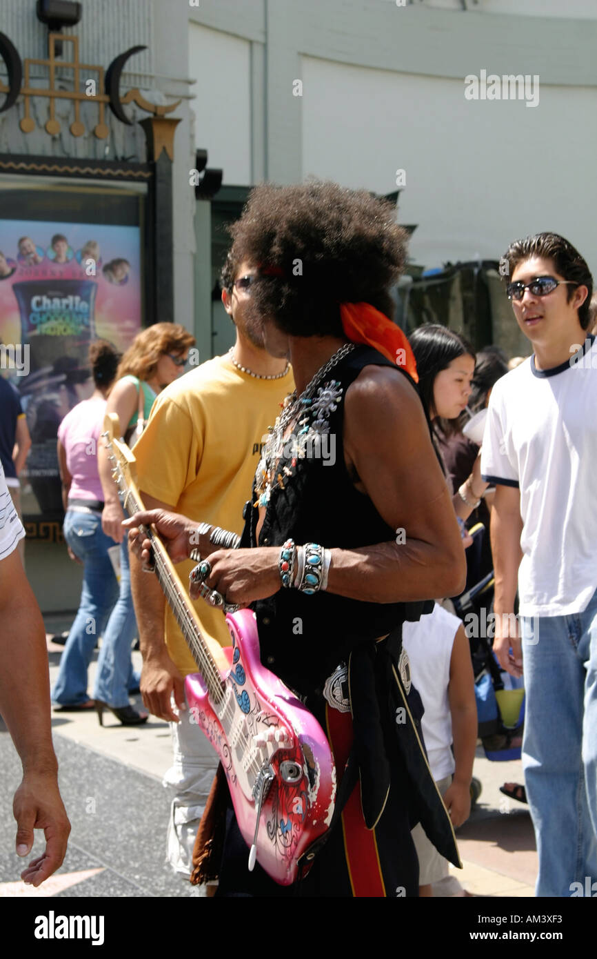 Man in rock star costume Hollywood CA Stock Photo