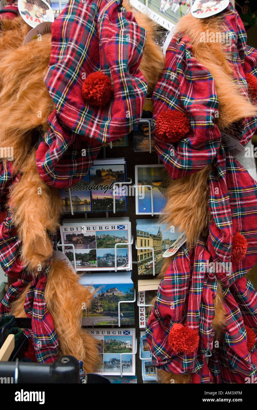 Tartan hats and ginger wigs for sale on the Royal Mile Edinburgh
