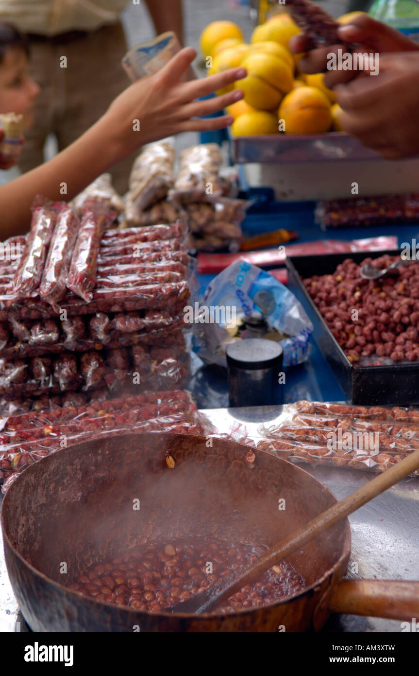 Refried beans on sale at the Feria de San Telmo Stock Photo