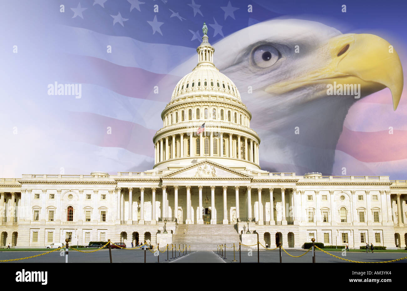 Digital composite U S Capitol with American eagle and flag Stock Photo