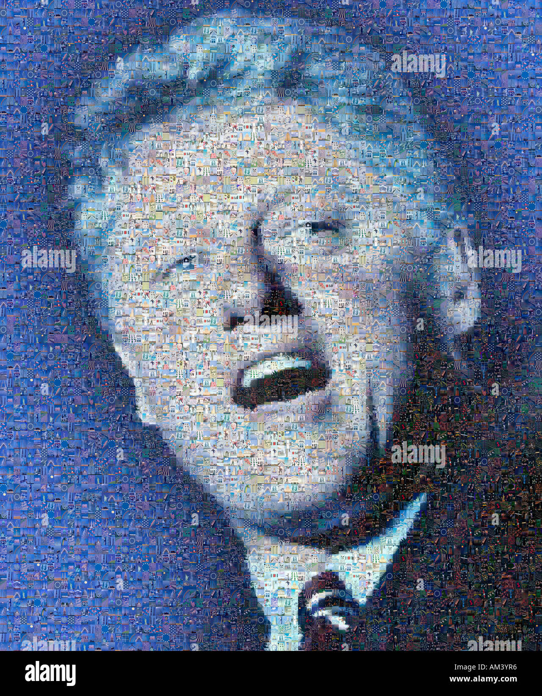 Digital mosaic of small images comprising President Bill Clinton Stock Photo