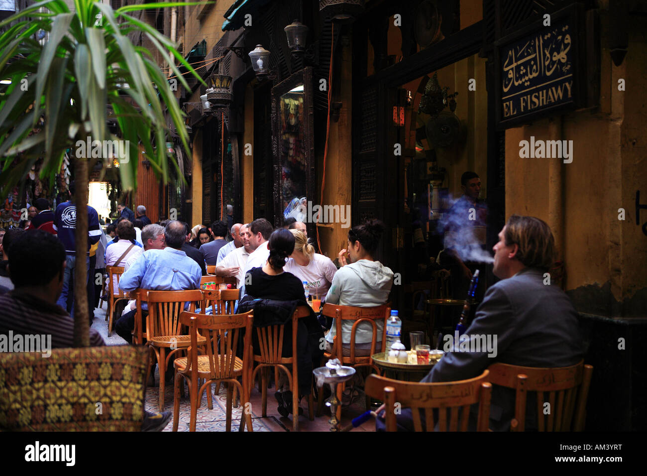 Egypt, Cairo, Khan El Khalili Souks, El Fishawy Cafe Stock Photo