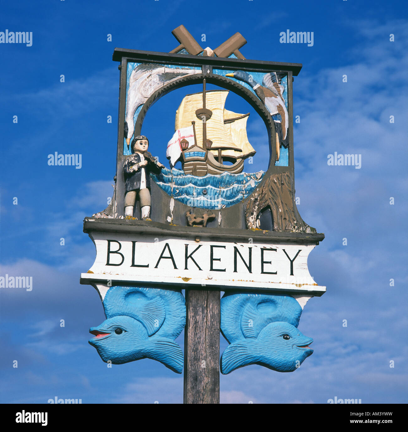 Village sign, Blakeney, Norfolk, UK Stock Photo - Alamy