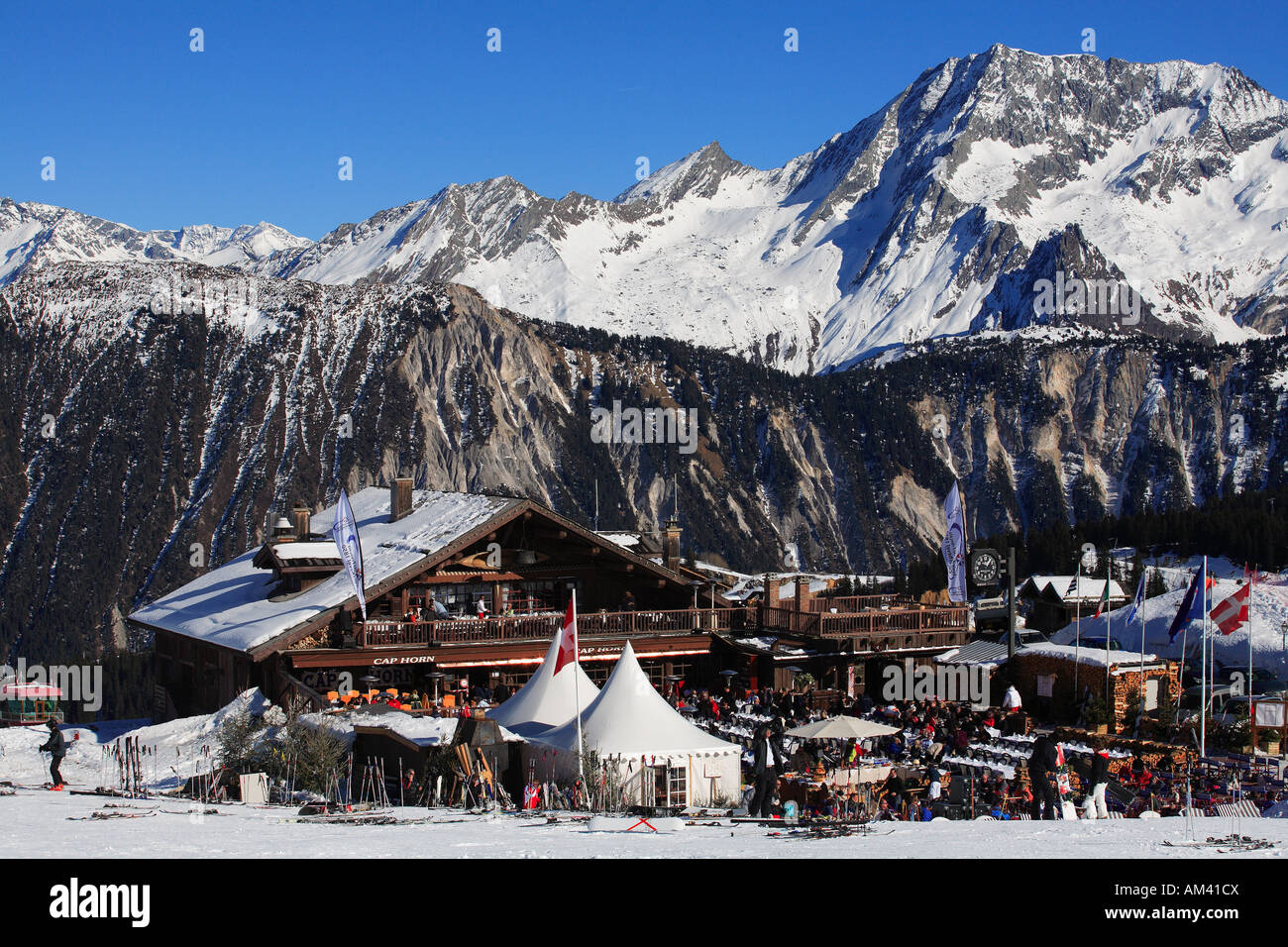 France, Savoie, Courchevel, on ski slopes, Le Cap Horn, an altitude  restaurant Stock Photo - Alamy