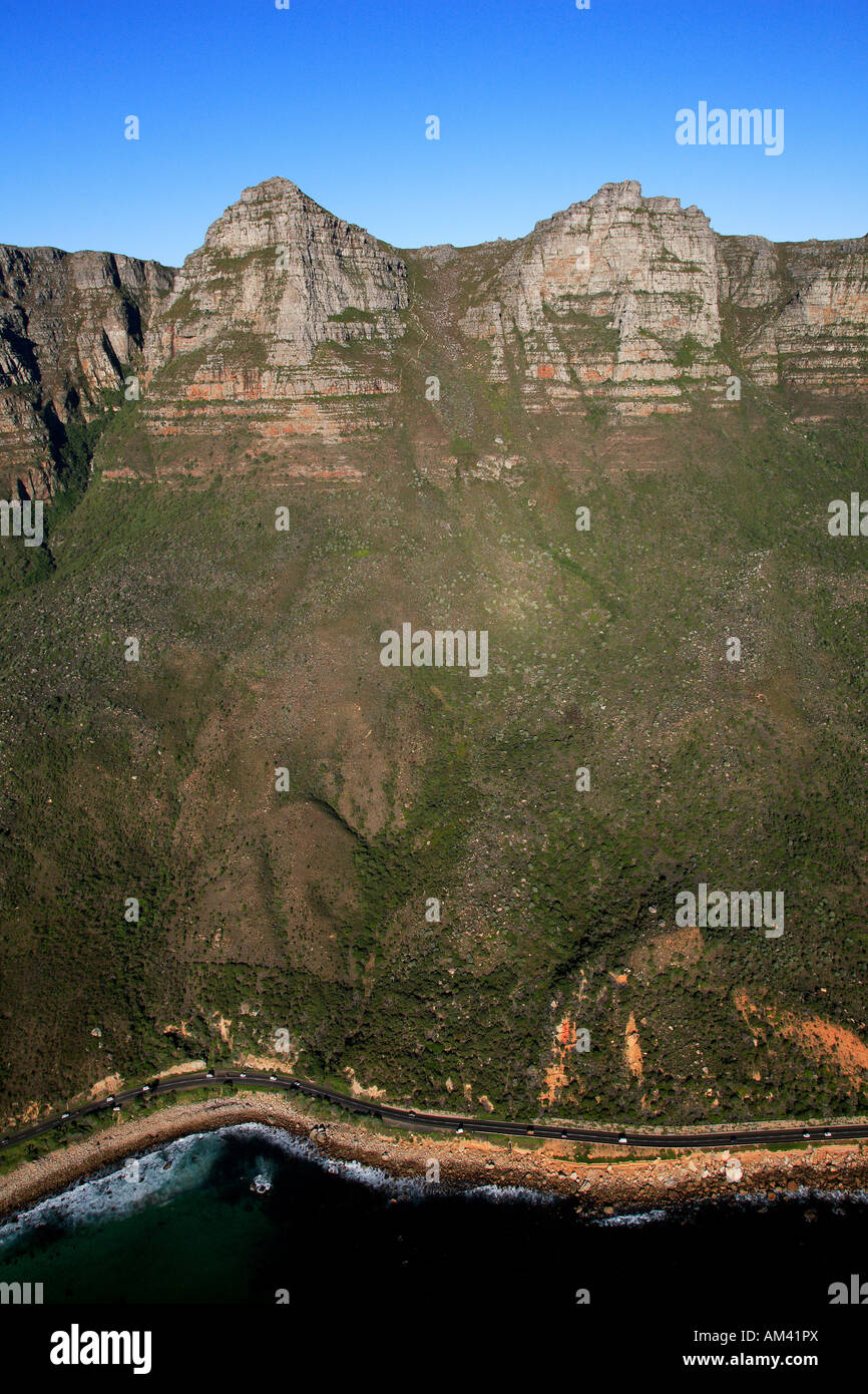 South Africa, Cape Town, partial view of the Twelve Apostles Mountain Range and the Atlantic Ocean (aerail view) Stock Photo