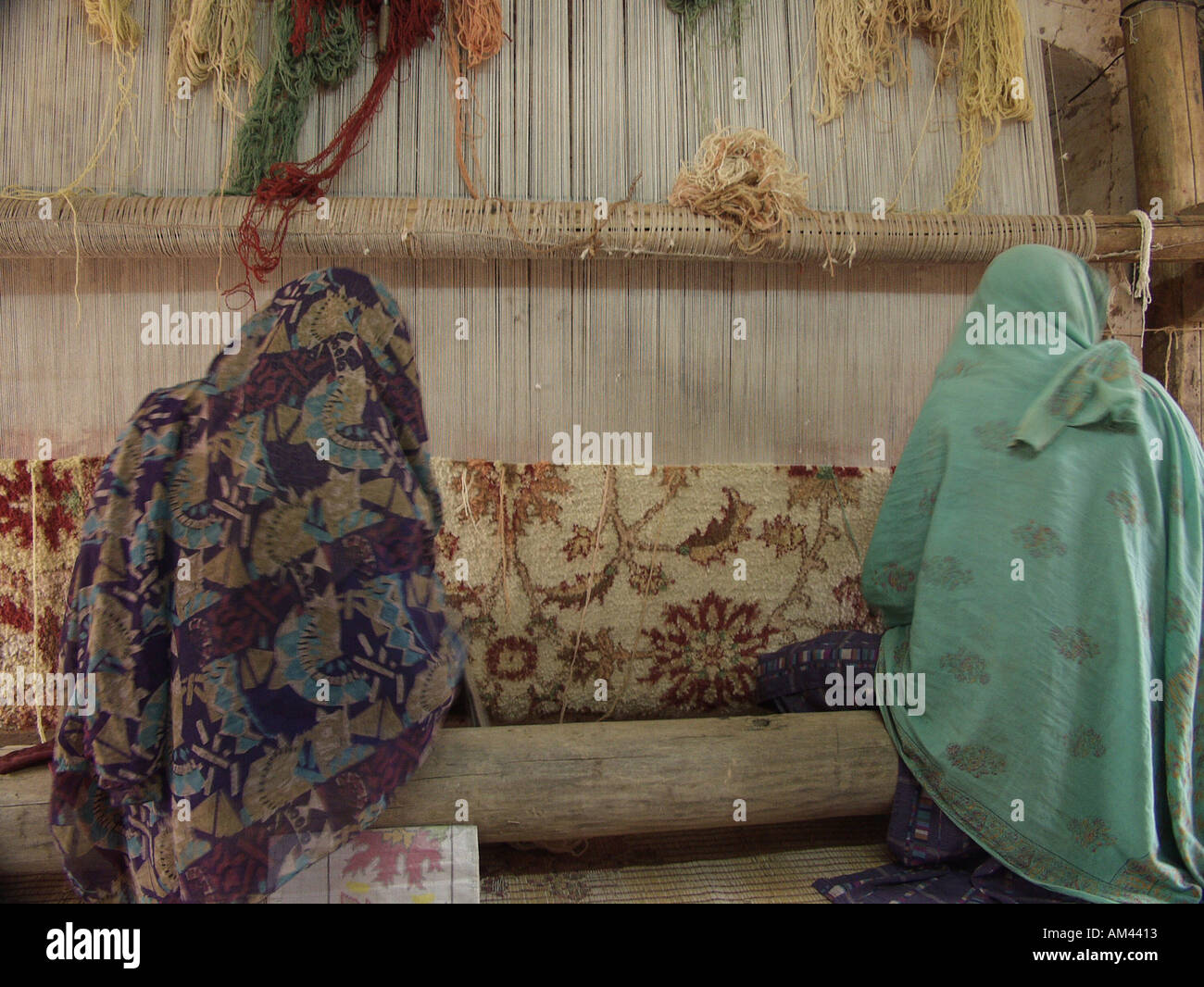 Carpet making afghanistan stock photo alamy