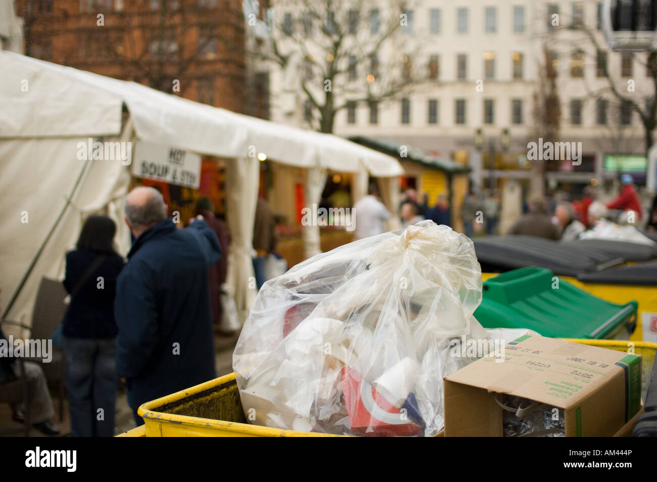 Waste collection bins at the Continental Market Belfast Stock Photo Alamy