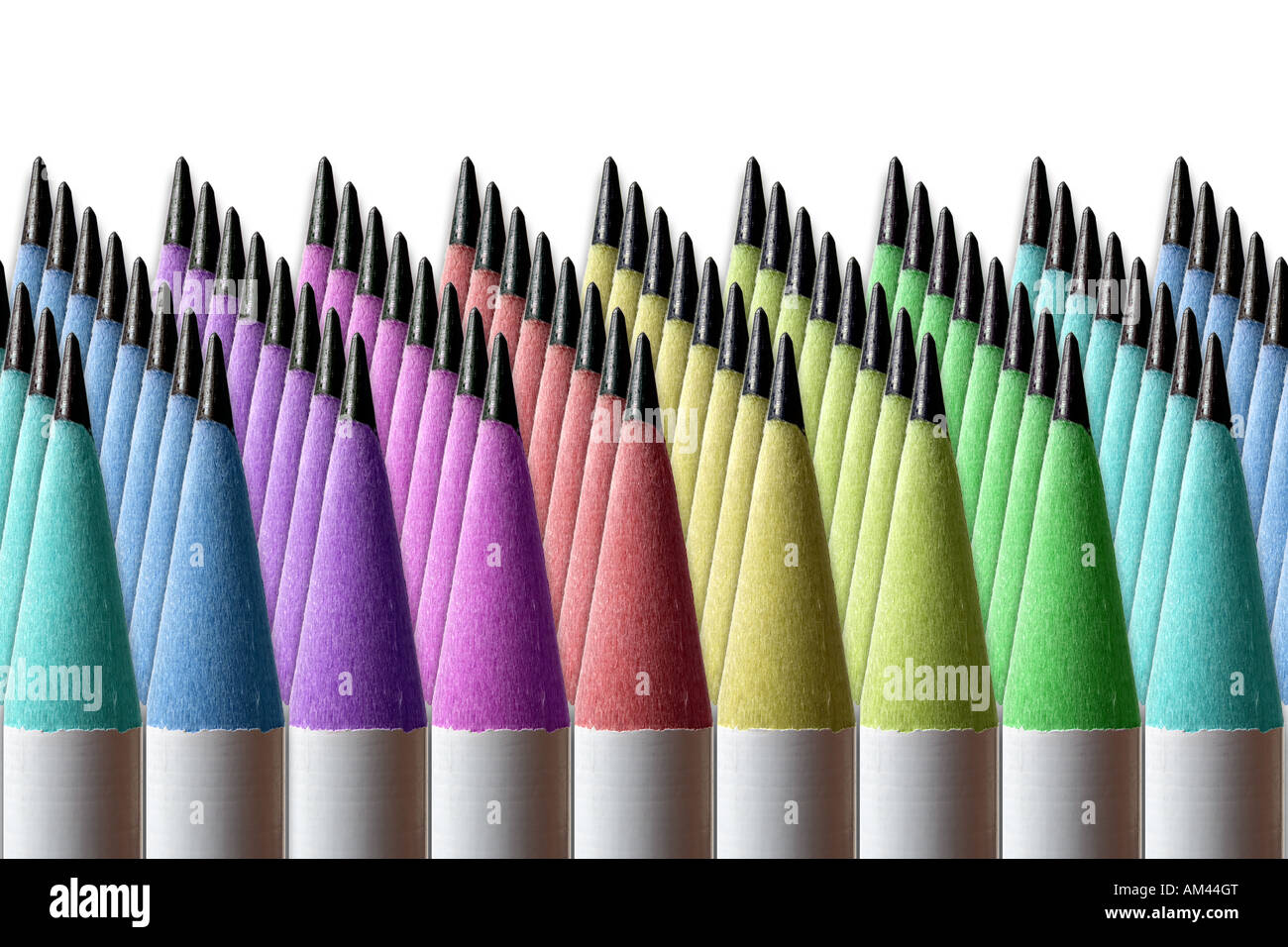 Pencils with colored wood Stock Photo