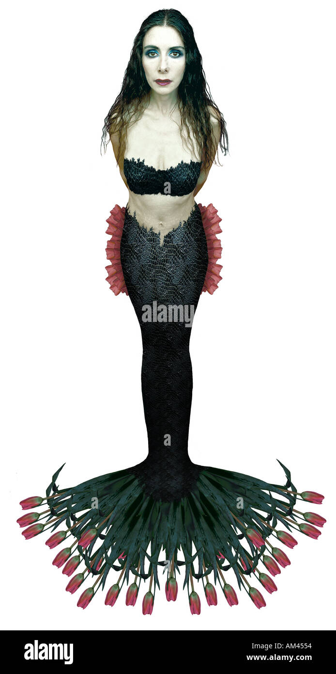 Mermaid with Tulips Stock Photo