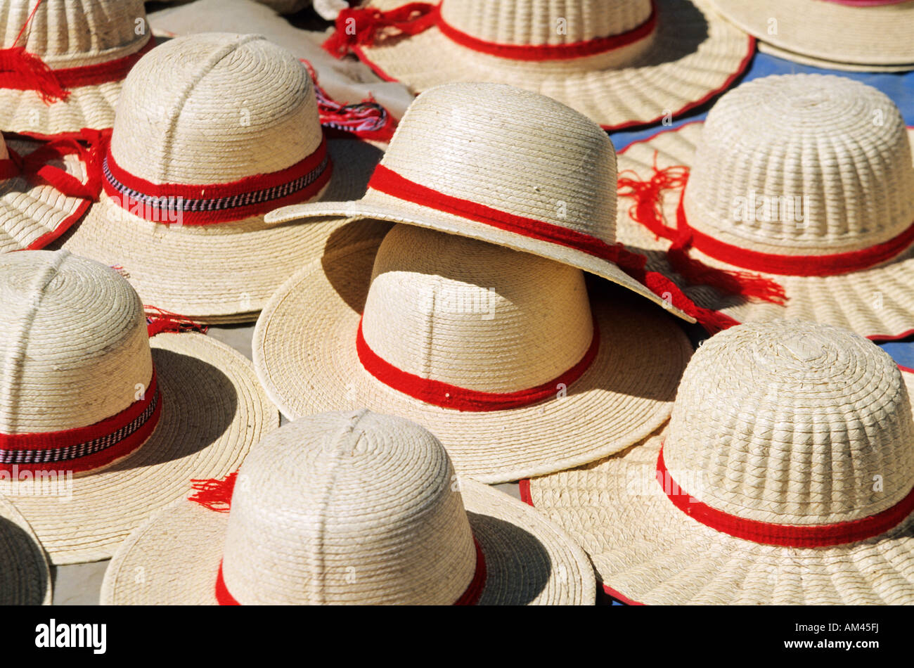 Guatemala, Western Cordillera, Totonicapan, San Francisco el Alto, hats in  the market Stock Photo - Alamy
