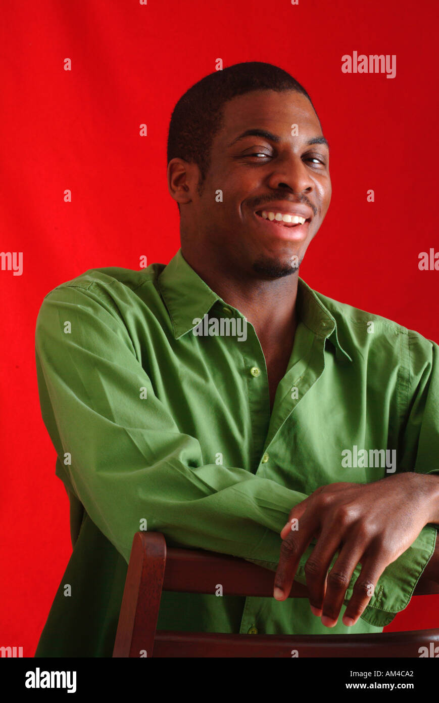 African American man smiling Stock Photo