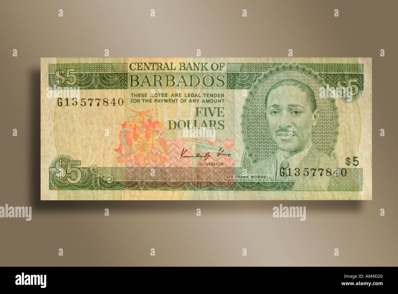 5 Dollar Bill From The Island Nation Barbados 5 Dollar Bill From The Island Nation Barbados