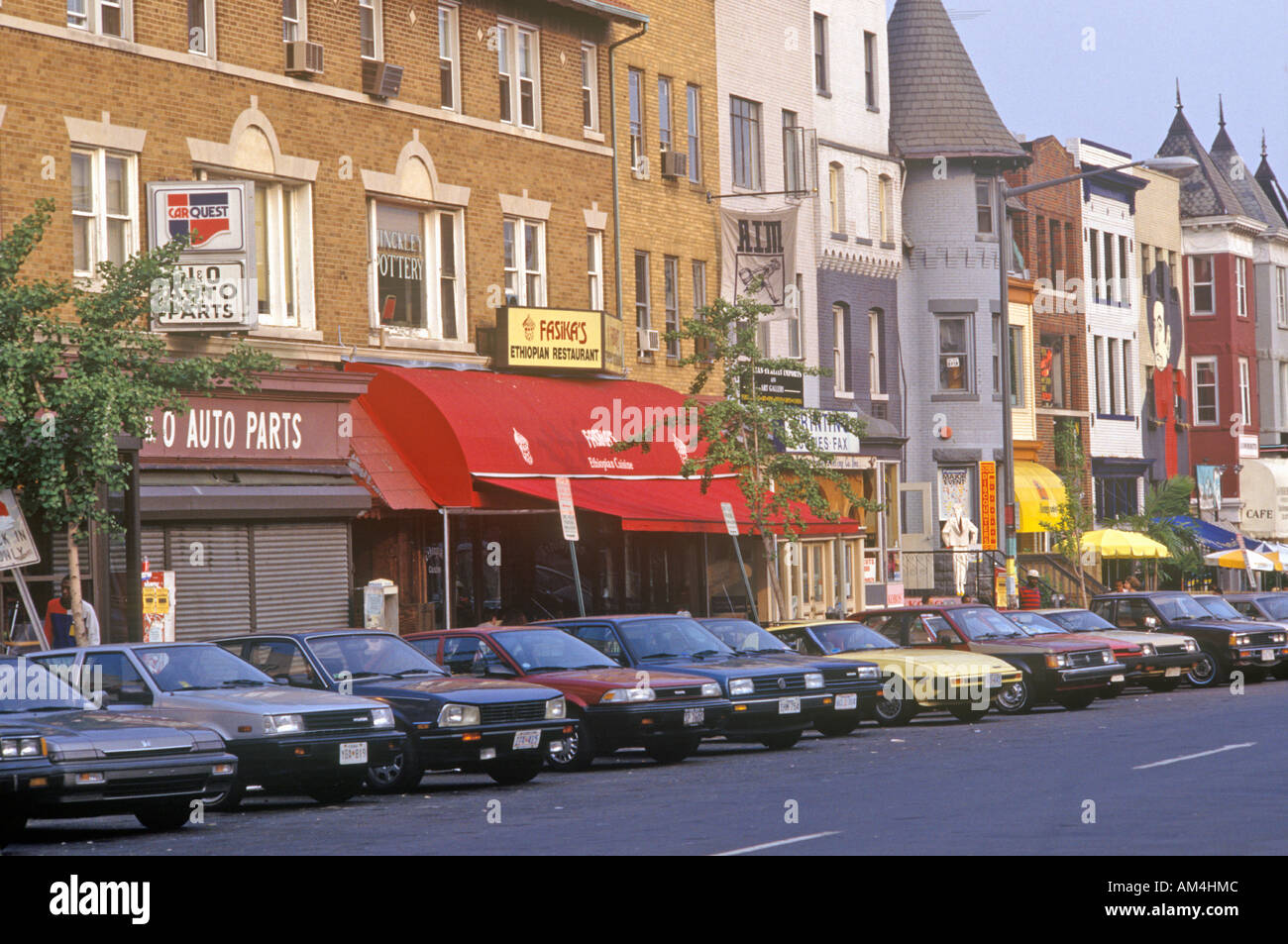 Ethnic restaurants in the Adams Morgan District Washington DC Stock Photo