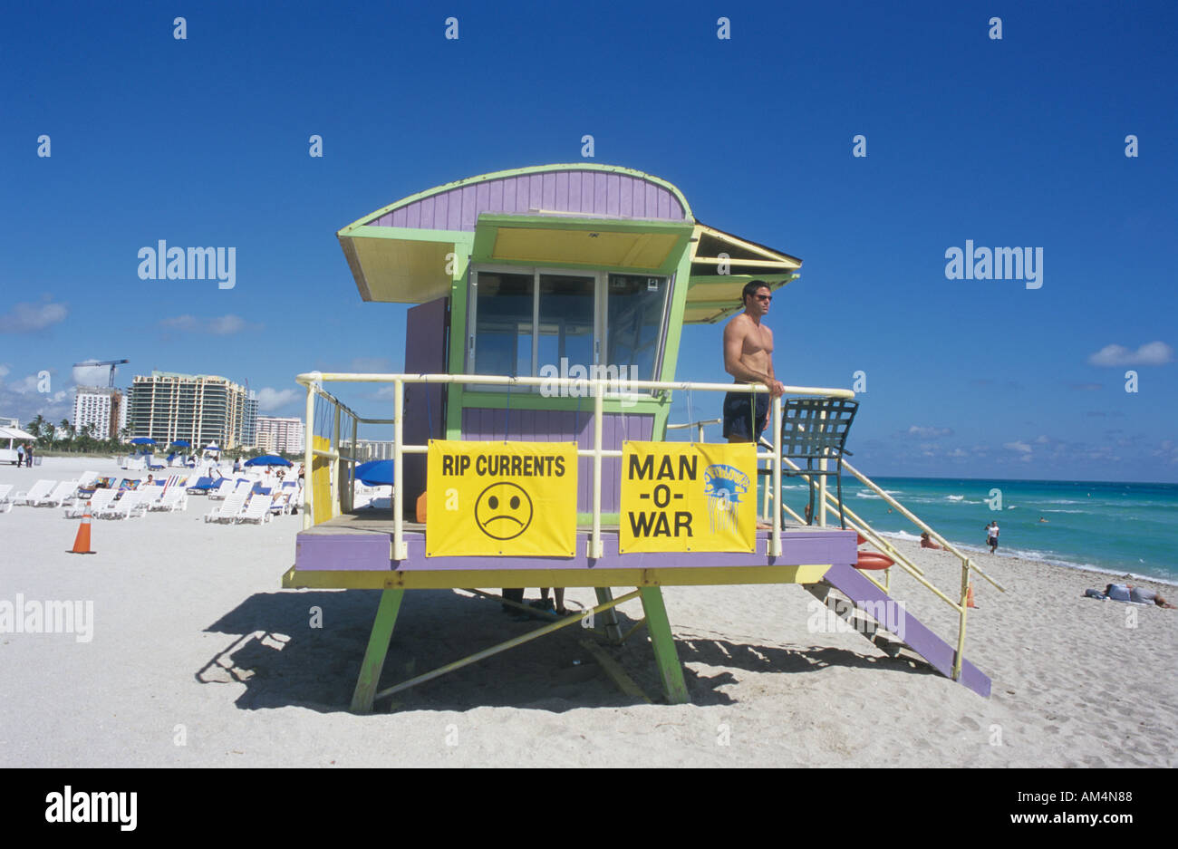 Lifeguard cabin, South Miami Beach, Miami Stock Photo Alamy