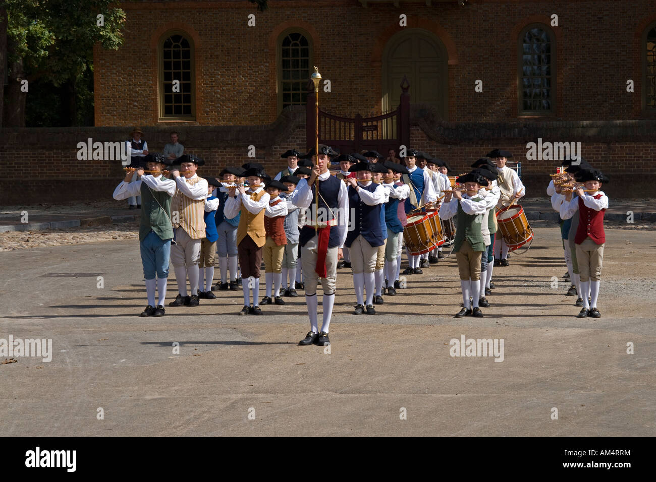 Fife and Drum corps marching from Capitol in Colonial Williamsburg