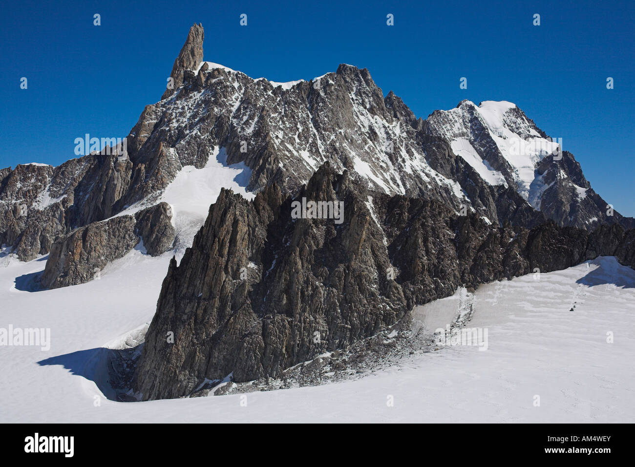 Aiguille du Geant and Grandes Jorasses view from Pointe Helbronner Stock Photo