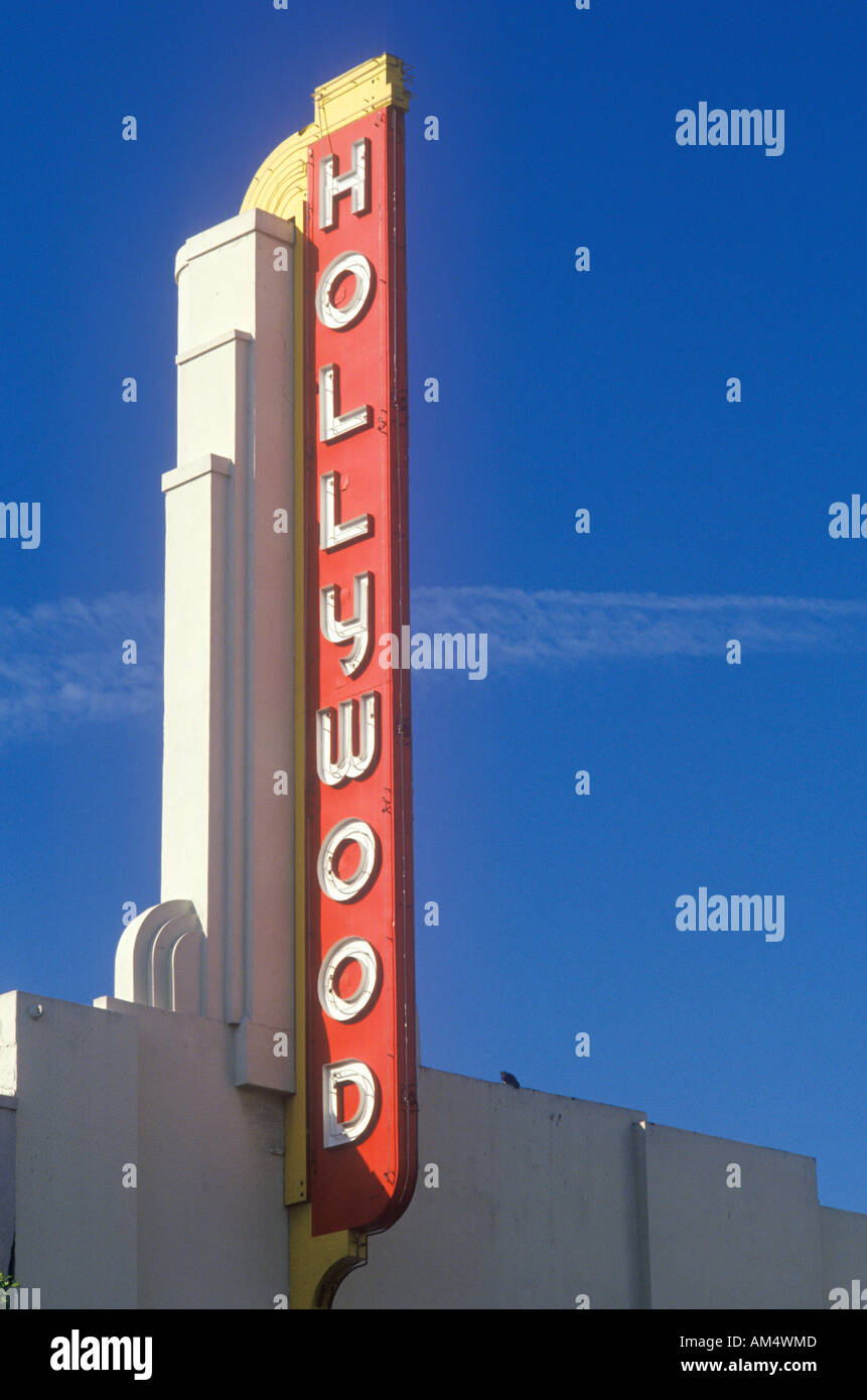 Hollywood sign at the Hollywood Theater in Los Angeles California Stock